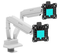 ONKRON Soporte de escritorio de doble brazo para monitor para dos pantallas de 13 a 32, brazos de monitor dobles para 2 monitores de hasta 22 libras cada uno, soporte de escritorio de doble pantalla