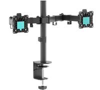 ONKRON Soporte Monitor Doble 13-32 Pulgadas, Carga Total 16 kg, Brazo 2 Monitores con VESA 75x75-100x100 mm, Brazo Monitor Escritorio Giratorio y Inclinable, Soporte Pantalla Ordenador Negro D221E-B
