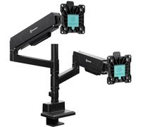 ONKRON Soporte Monitor Doble 17"-45", 2x15 kg, VESA 100x100, G140-B | Brazo 2 monitores negro, inclinación ±90°, giro 180°, rotación 360° y altura regulable. Para trading, oficina y gaming