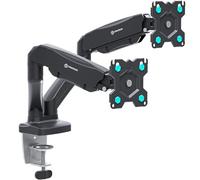 ONKRON Soporte Monitor Doble Brazo para Pantallas 13-32¨Soporte 2 Monitores con VESA 75/100mm, Muelle de Gas de hasta 2 x 8kg, Inclinación Giratorio Rotación con Ajuste de Altura, Negro G160