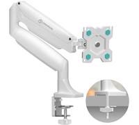 ONKRON Soporte Monitor Escritorio 13"-32", Peso de hasta 9 kg, Brazo Monitor VESA 75x75-100x100 mm, Brazo Pantalla Ordenador Inclinable y Giratorio, Soporte Pantalla Ordenador Mesa, Blanco G100-W