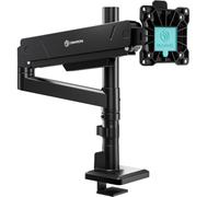 ONKRON Soporte Monitor Escritorio 17-45", 15 kg, VESA 100x100, G70-B | Brazo monitor negro, ±90°, giro 180°, rotación 360° y altura regulable. Para monitores planos y curvos