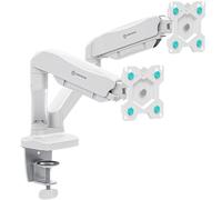 ONKRON Soporte Monitor Escritorio de 13 a 32 Pulgadas - Brazo Monitor Doble en Color Blanco con Peso de hasta 8 kg - Soporte Dos Monitores con MAX VESA 100x100 mm - Brazo 2 Monitores Giratorio G160-W
