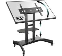 ONKRON - Soporte para TV con ruedas para 50-83 pulgadas, pantalla y panel interactivo, soporte para TV con pie con ruedas, peso de 70 kg, VESA 100 x 100 - 800 x 500, carro Tele Inclinable negro TS1380
