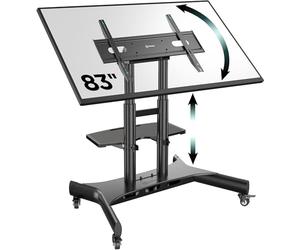ONKRON - Soporte para TV con ruedas para 50-83 pulgadas, pantalla y panel interactivo, soporte para TV con pie con ruedas, peso de 70 kg, VESA 100 x 100 - 800 x 500, carro Tele Inclinable negro TS1380