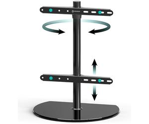 ONKRON Soporte para TV Sobremesa 32-65 Pulgadas, hasta 35 kg, VESA 100x100-400x400 mm, Peana Televisor con Giro 360°, Base de Vidrio Templado, Giratorio, Pie para Televisor Universal, Negro PT2-B