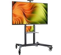 ONKRON Soporte TV con Ruedas 55-90 Pulgadas, hasta 90 kg, VESA 200x200-800x600, Pie para TV Regulable en Altura, Carro para Televisor Móvil con Estante, Profesional, Universal, Negro TS1871-B