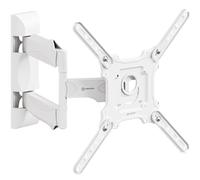 ONKRON Soporte TV Pared 32-65 Pulgadas, Brazo TV con Carico de hasta 35 kg, VESA 100x100-400x400 mm, Soporte Television Pared Inclinable y Giratorio, Colgador Television Articulado, Color Blanco M4-W