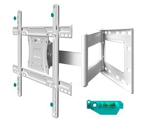 ONKRON Soporte TV Pared Giratorio 40"-75", 68 kg, máx VESA 600x400, M7L-W | Brazo TV blanco giratorio -90° / +90°, inclinable -5° / +15°, alcance 711 mm, de acero; para salón y salas grandes