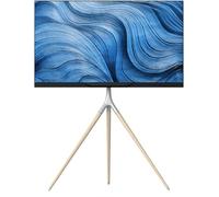 ONKRON Soporte TV Pie 32-65 Pulgadas, Carga hasta 35 kg, Soporte Televisión con VESA 100x100 - 400x400 mm, Tripode de Madera para el Televisor, Giratorio 360°, Pie TV Universal, Blanco TS1220-W