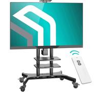 ONKRON Soporte TV Pie Motorizado 50-86 Pulgadas, Carga Total 105,9 kg, VESA 200x200-800x500 mm, Pie Television Universal, Elevador de Suelo con Ruedas y 2 Estantes, Altura Ajustable, Negro TS1881E-B