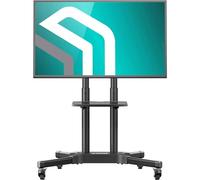 ONKRON Soporte TV Ruedas 32" - 65", 45 kg, máx VESA 600x400 mm, TS1351-B | Soporte TV móvil, negro, altura ajustable 120-150 cm, estante AV, cables ocultos; para hogar, aulas, eventos y presentaciones