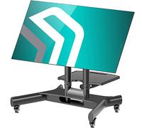 ONKRON Soporte TV Ruedas 32"-70", 40.5 kg, máx VESA 600x400, TS1350-B | Carro TV móvil negro, inclinación 90°, estante AV, cables ocultos, altura ajustable, para aulas, eventos y presentaciones