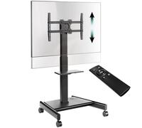 ONKRON Soporte TV Eléctrico con Ruedas para TV de 43-75 Pulgadas, Carga hasta 65 kg, VESA 100x100-600x400 mm, Soporte TV de Pie Móvil, Altura Ajustable, Rotación de 90°, Negro TS1552E-B
