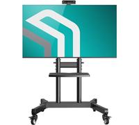 ONKRON Soporte TV Ruedas 50" - 90", 90 kg, máx VESA 800x600, TS1891-B | Pie para TV negro, altura 1215-1680 mm, estante AV, bandeja cámara, cables ocultos; para aulas, eventos y oficinas