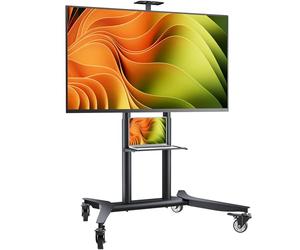 ONKRON Soporte TV Ruedas 55-90 Pulgadas, Carga Total 90 kg, VESA 200x200-800x600 mm, Pie Television Regulable en Altura, con Soporte TV Pie Móvil de Acero para Pantallas Grandes, Negro TS1871-B