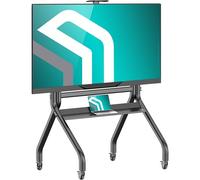 ONKRON Soporte TV Ruedas 60" - 120", 120 kg, máx VESA 1000x600, TS2080-B | Carro para TV profesional negro, altura 1280-1580 mm, estante AV, bandeja cámara, base reforzada; para formación y eventos