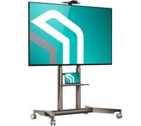 ONKRON Supporto TV da Pavimento 55-90 Pollici, Carico Totale 90 kg, VESA 200x200-800x600 mm, Carrello Porta TV con Ruote, Mobile, con Ripiano AV e Camera, Universale, Colore Champagne TS1871-C