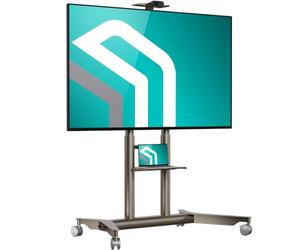 ONKRON Supporto TV da Pavimento 55-90 Pollici, Carico Totale 90 kg, VESA 200x200-800x600 mm, Carrello Porta TV con Ruote, Mobile, con Ripiano AV e Camera, Universale, Colore Champagne TS1871-C