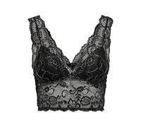ONLCHLOE Lace Glitter Bra Acc, Negro/Detalle: Plateado lúrex, M