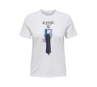 ONLEMMA Life REG S/S Lady Top Box JRS, Blanco Brillante/Estampado: icónico, M