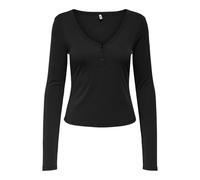 Onlfree Life L/S Placket Rib Top JRS, Negro, M