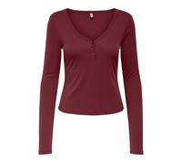 Onlfree Life L/S Placket Rib Top JRS, Rojo Oscuro, L