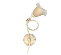 ONLI Aplique de pared de metal marfil cepillado dorado con cristales satinados plisados degradados ámbar, 1 luce