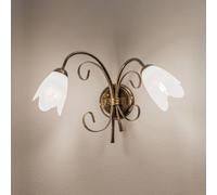 ONLI Aplique de pared Odino, 2 luces, color bronce, metal, cristal True