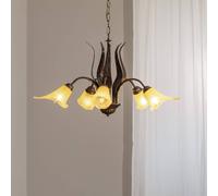ONLI Lámpara colgante Alga, 5 luces, hierro, vidrio, florentino True