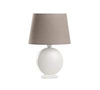 ONLI Lámpara de Mesa de cerámica Pantalla Gris tórtola, Blanco Taupe, Piccola