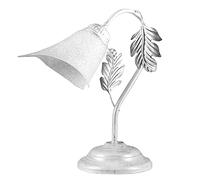 ONLI- Lámpara de mesa, lámpara, para mesilla escritorio Marilena Blanca y Plata. Dimensiones ancho 29 Altura 35 cm. attcco 1 luz E14. Decoración Hojas. Estilo retro clásico elegante chic