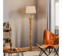 ONLI Lámpara de pie Agar con pantalla de tela y elemento de madera
