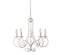 ONLI Pompei - Lámpara de techo con 5 luces, estilo clásico y elegante, estructura de metal, color blanco