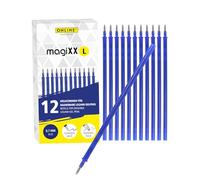 Online 12 recambios para bolígrafo de gel borrable, compatible con Legami, color azul, punta media de 0,7 mm, tinta de gel termosensible, recargable