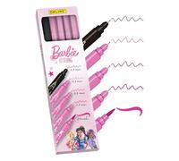 Online Barbie Handlettering Set | 4 x Bolígrafos en rosa y 1 x Negro con Brush Pen & Caligrafía Puntas | Ideal para la escuela, niñas creativas, lettering a mano, Bullet Journal, DIY & Ideas de regalo