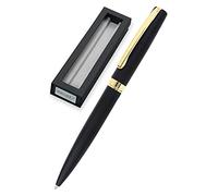 Online Bolígrafo con mecanismo de giro, metal, color negro y dorado, mina grande intercambiable, clip de metal, color de escritura negro, incluye paquete de regalo