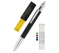 Online Bolígrafo de 4 colores con diseño de carbono, incluye minas de repuesto, mecanismo de giro, bolígrafo multifunción de metal con cuatro recambios D1, en caja de regalo
