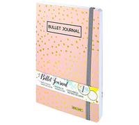 Online Bullet Journal - Cuaderno con tapa blanda, banda elástica, DIN A5, papel FSC de 120 g/m², 144 páginas punteadas, anotador para escribir, hacer caligrafía y dibujar, diseño Spotlights Rose