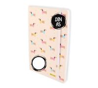 Online Bullet Journal Dachshund dotted A5 mit Gummiband, 120 g/m² FSC Papier 144 Innenseiten Notizbuch gepunktet mit Soft Cover für Notizen, Skizzen, Lettering Bullet Journaling