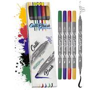 Online Calli.Brus, Juego de 5 rotuladores para escritura a mano, juego de caligrafía, pluma con punta de caligrafía y punta de pincel para bullet Journaling, acuarelas, color classic