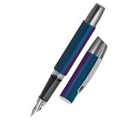 Online Campus Miracle - Pluma estilográfica para diestros (punta de iridio mediana, cartuchos de tinta estándar, incluye cartucho azul combinado, apto para alérgicos), color azul