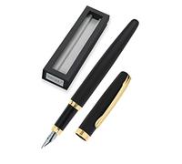 Online Eleganza, Metal, Color Negro & Oro, Pluma estilográfica M, Clip de metal, Incluye cartucho de tinta azul, Pluma para cartuchos de tinta estándar incluida caja de regalo (34595)