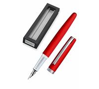 Online - Eleganza | Pluma Estilográfica de Tinta Azul con Caja de Regalo - Pluma de Metal con Superficie Mate Color Rojo