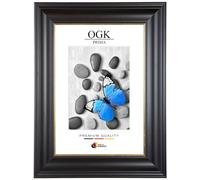 Online-GalleryKing Marco de fotos elegante en negro con borde dorado estrecho 25 x 50 cm | tamaño a elegir | marco de madera noble | hecho a medida | para fotos, carteles y rompecabezas | OGK_44