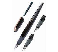 ONLINE Juego de caligrafía I bonito pluma Air Black Rose I Plumas caligráfica en 3 grosores de línea 0,8/1,4/1,8 mm I Cartuchos de tinta o convertidor estándar I Set de regalo