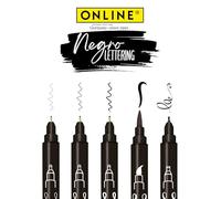 ONLINE Juego de escritura a mano de Black | 5 lápices de caligrafía en negro | con pincel, punta de delineador y punta de caligrafía | lápices de escritura a mano para diarios