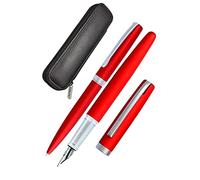 Online Juego de escritura Eleganza I contiene bolígrafo, pluma, estuche de piel auténtica I Color rojo satinado I 3 piezas I en caja de regalo I pluma para cartuchos estándar 34644