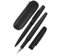 Online Juego de escritura Eleganza Pure Black I contiene bolígrafo, pluma estilográfica y estuche de piel auténtica, 3 piezas, en caja de regalo, pluma estilográfica para cartuchos estándar, Kulli con