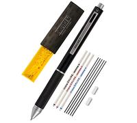 Online Multipen 4 en 1 negro | Bolígrafo y lápiz multifunción metal | 3 minas de bolígrafo en azul, negro y rojo, 1 mina de portaminas | incluye goma de borrar, en caja de regalo